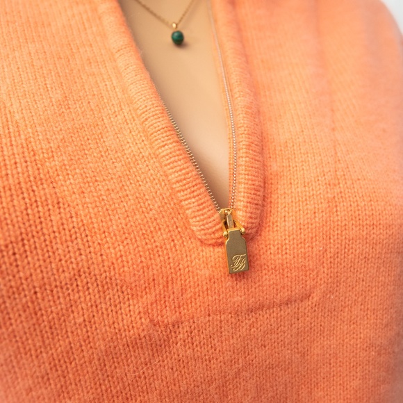 Tommy Bahama Cashmere Coral Sweater ¾ zip 3/4 zipper - Picture 3 of 6